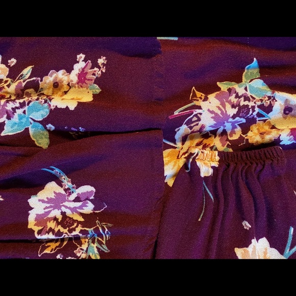 Over the Shoulder Purple Crop Top Blouse - Picture 2 of 2